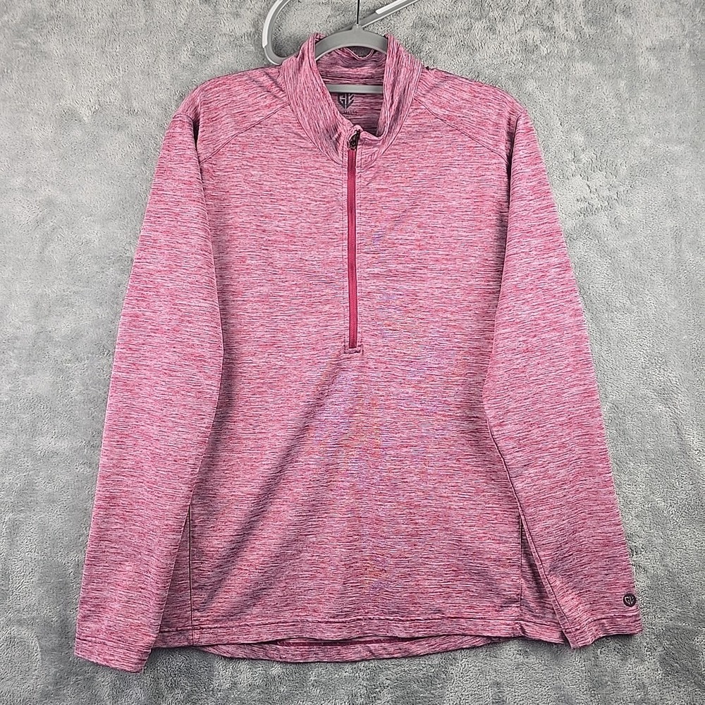 Graham Luxe Pullover Shirt Mens Size Large Red Quarter Zip Long Sleeve Golf